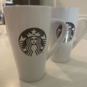 Starbucks White Tall Mugs with Iconic Logo